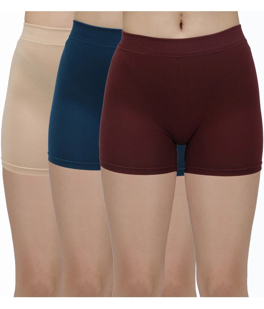     			Amul comfy Pack of 3 Cotton Safety Shorts For Women ( Multicolor )