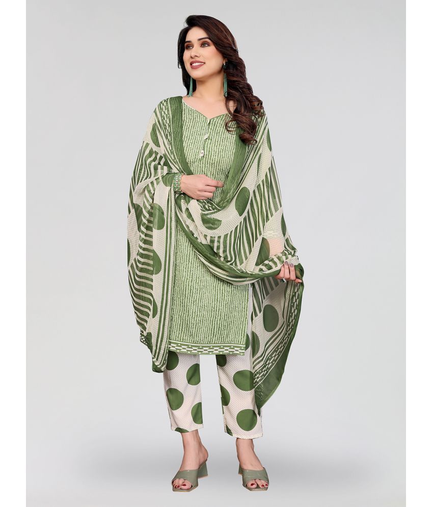     			Anand Unstitched Crepe Striped Dress Material - Green ( Pack of 1 )