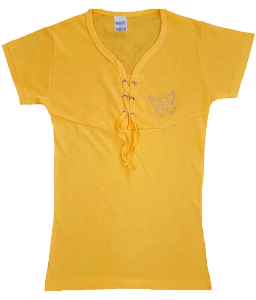     			COOLTEES4U Pack of 1 Girls 100% Cotton Top ( Yellow )