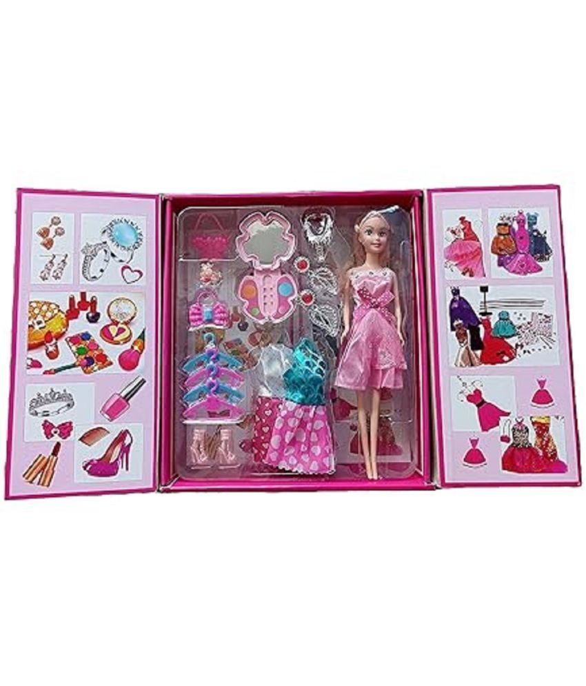     			DENFE   Girl's Fashion Doll with Dresses Makeup and Doll Accessories, Style Wardrobe Doll Set for Girls, Doll Toy for Kids