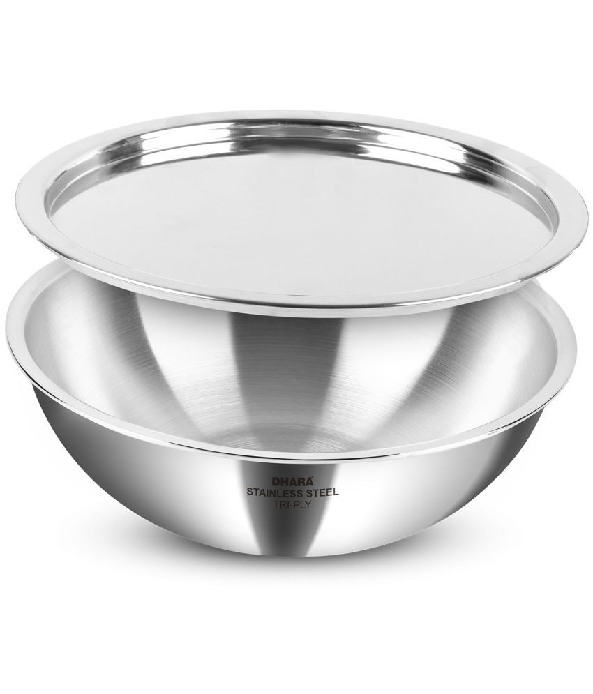     			Dhara Stainless Steel Non coated Stainless Steel Kadhai Induction Bottom Stainless Steel Handle 5 Thickness mm 24 cm Diameter ( 2.5 L )