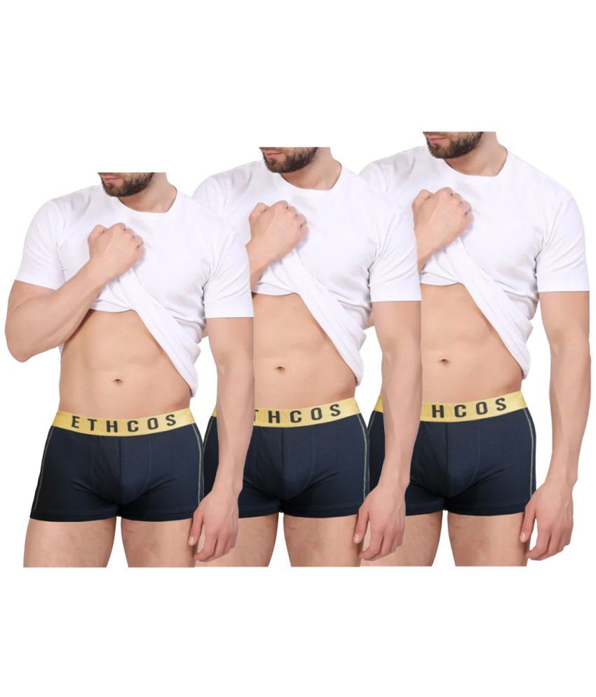     			ETHCOS Pack of 3 Modal Trunks For Men's ( Navy Blue )