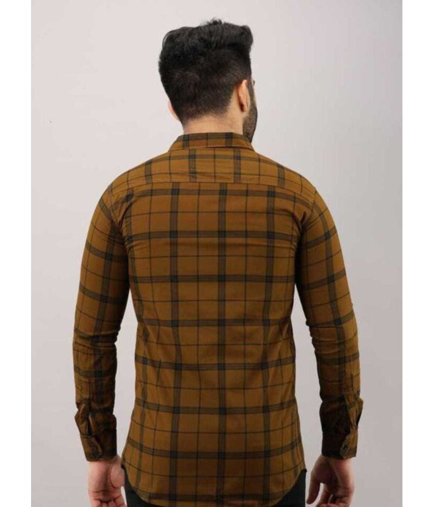     			Fatty Mouse Chiffon Regular Fit Checks Full Sleeves Men's Casual Shirt - Brown ( Pack of 1 )