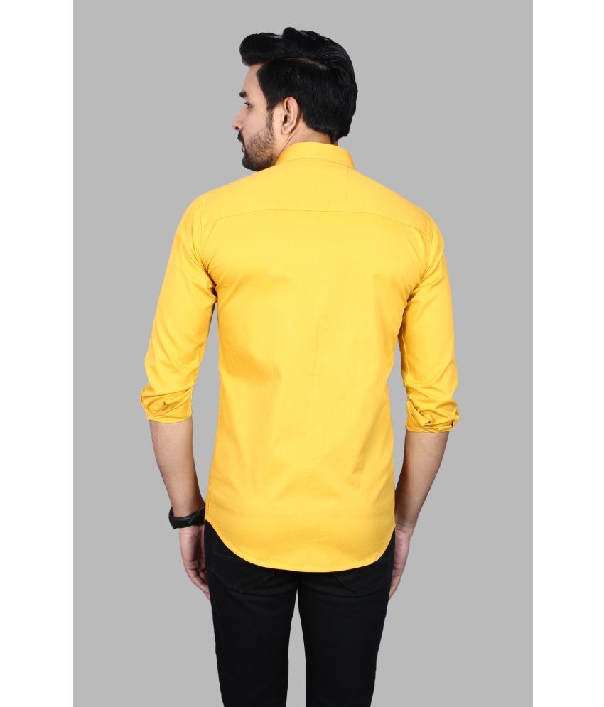     			Fatty Mouse Cotton Blend Regular Fit Solids Full Sleeves Men's Casual Shirt - Gold ( Pack of 1 )