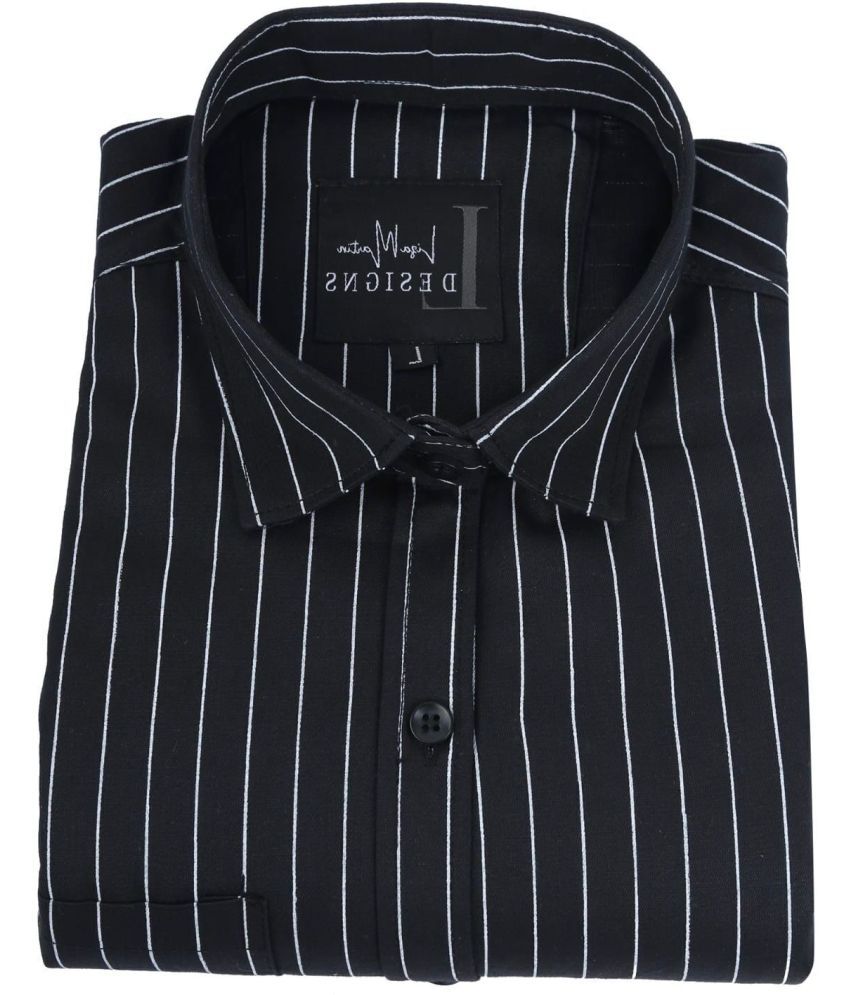     			Fatty Mouse Cotton Blend Regular Fit Striped Full Sleeves Men's Casual Shirt - Black ( Pack of 1 )