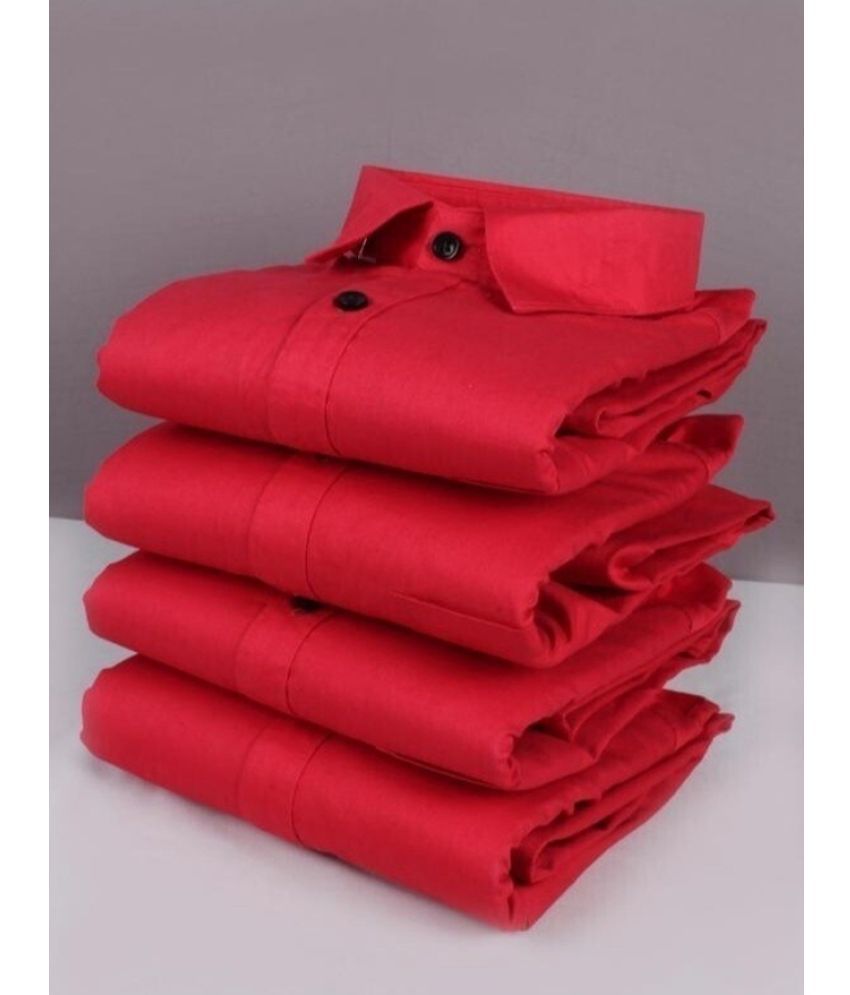     			Fatty Mouse Cotton Blend Regular Fit Solids Full Sleeves Men's Casual Shirt - Red ( Pack of 1 )