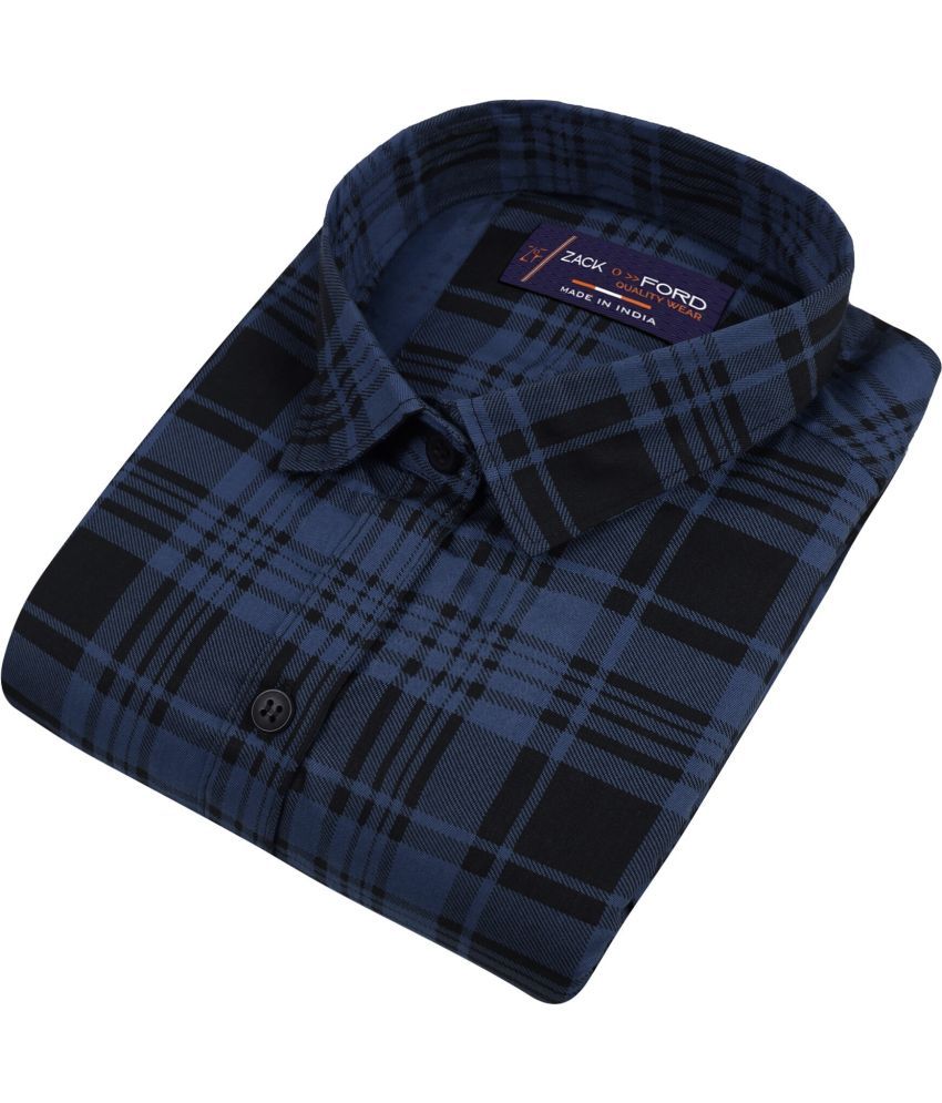     			Fatty Mouse Cotton Blend Regular Fit Checks Full Sleeves Men's Casual Shirt - Dark Blue ( Pack of 1 )