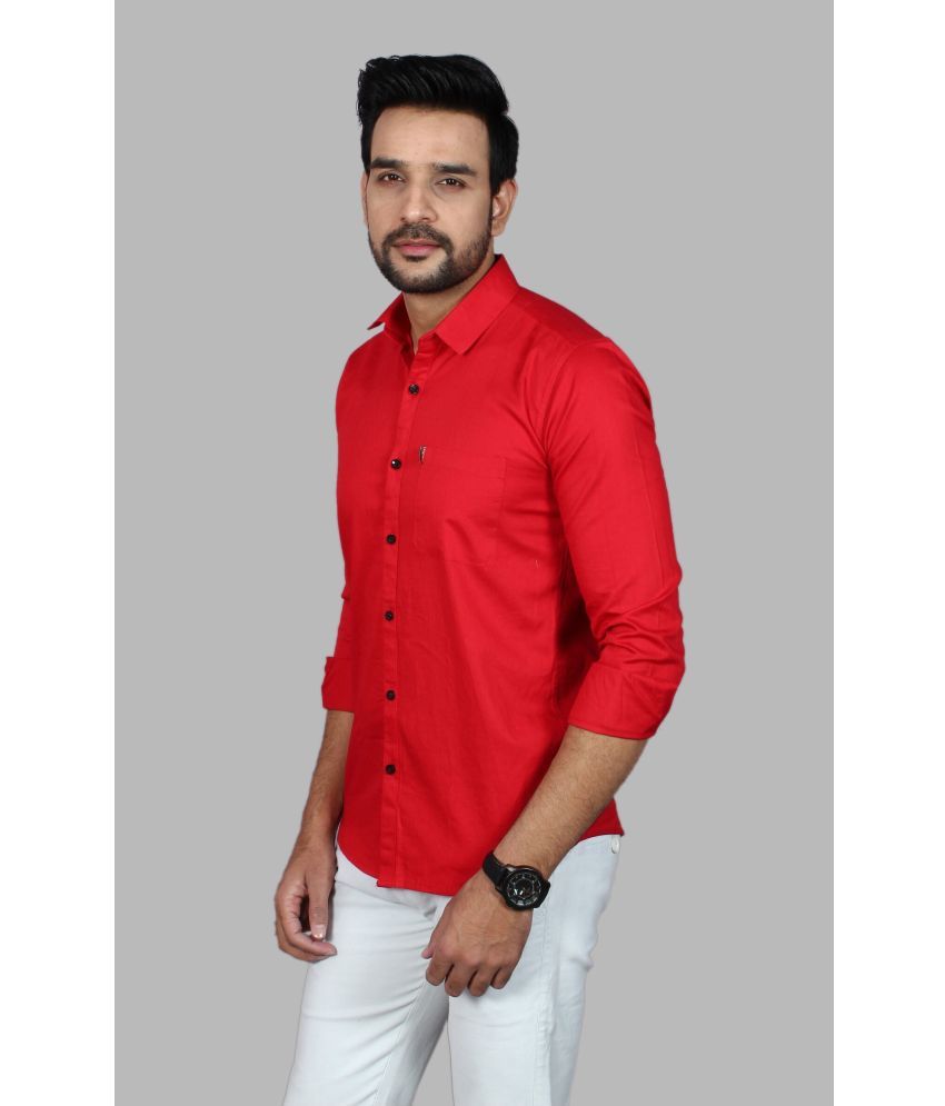     			Fatty Mouse Cotton Blend Regular Fit Solids Full Sleeves Men's Casual Shirt - Red ( Pack of 1 )