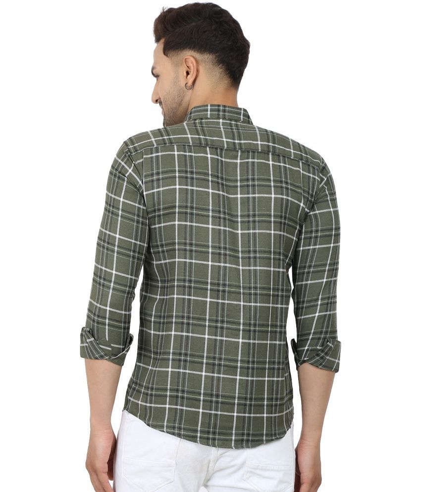     			Fatty Mouse Cotton Blend Regular Fit Checks Full Sleeves Men's Casual Shirt - Green ( Pack of 1 )