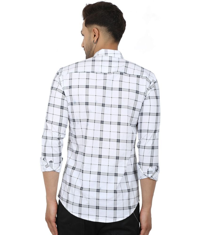     			Fatty Mouse Cotton Blend Regular Fit Checks Full Sleeves Men's Casual Shirt - White ( Pack of 1 )