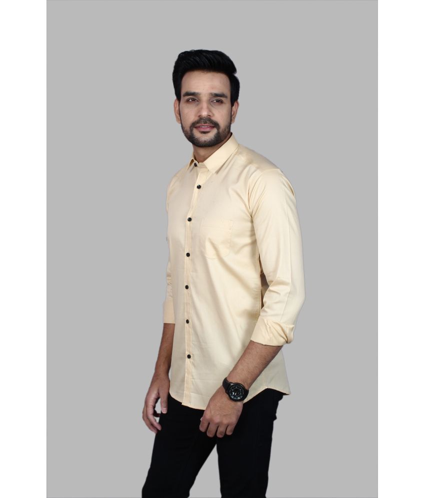     			Fatty Mouse Cotton Blend Regular Fit Solids Full Sleeves Men's Casual Shirt - Beige ( Pack of 1 )