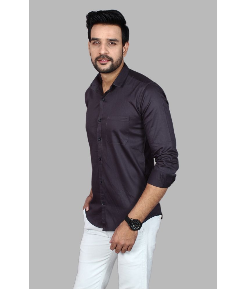     			Fatty Mouse Cotton Blend Regular Fit Solids Full Sleeves Men's Casual Shirt - Black ( Pack of 1 )