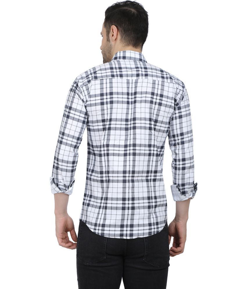     			Fatty Mouse Cotton Blend Regular Fit Checks Full Sleeves Men's Casual Shirt - White ( Pack of 1 )