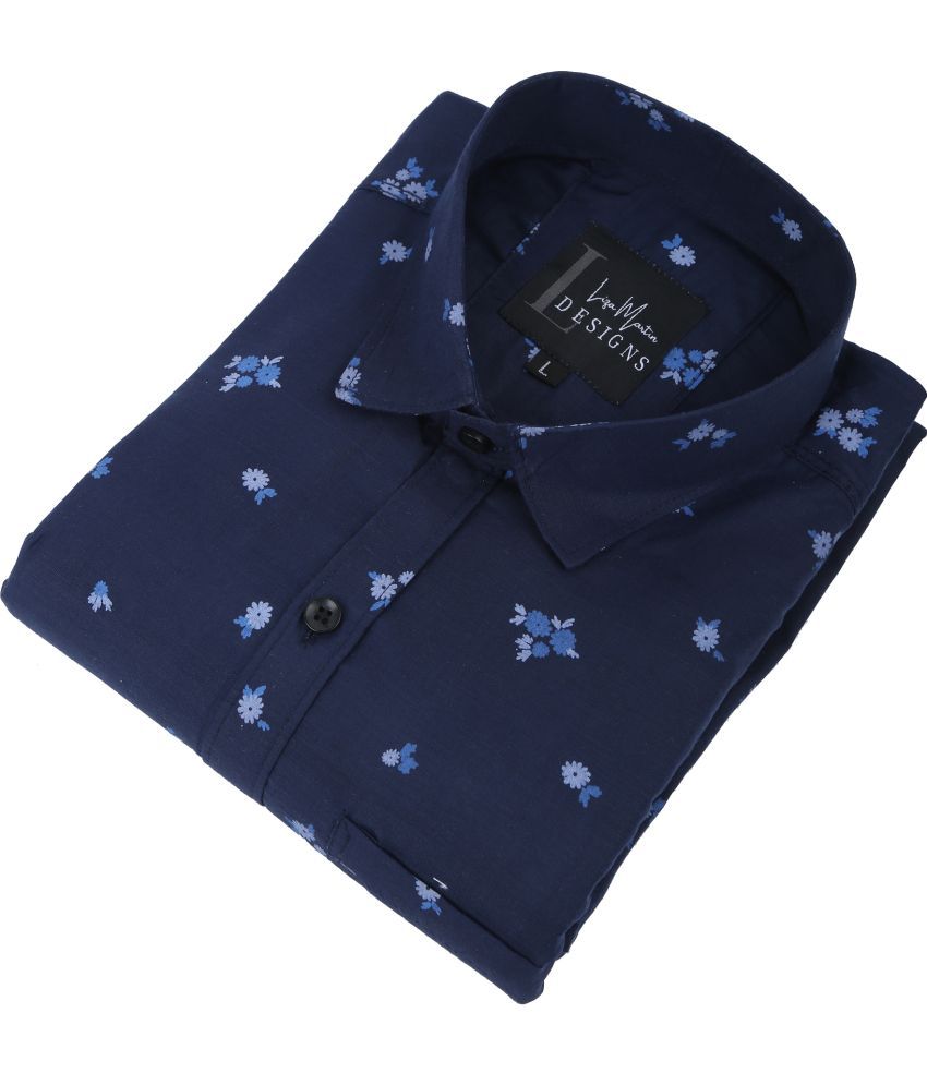     			Fatty Mouse Cotton Blend Regular Fit Printed Full Sleeves Men's Casual Shirt - Dark Blue ( Pack of 1 )