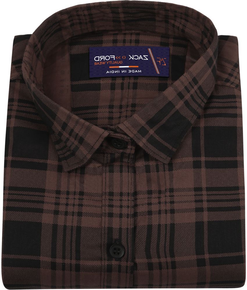     			Fatty Mouse Cotton Blend Regular Fit Checks Full Sleeves Men's Casual Shirt - Brown ( Pack of 1 )