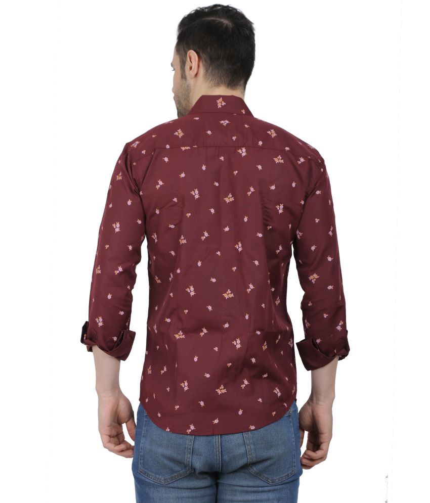     			Fatty Mouse Cotton Blend Regular Fit Printed Full Sleeves Men's Casual Shirt - Maroon ( Pack of 1 )