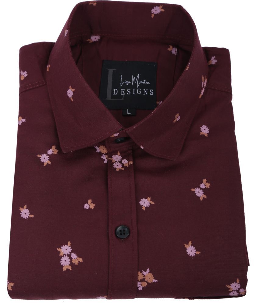     			Fatty Mouse Cotton Blend Regular Fit Printed Full Sleeves Men's Casual Shirt - Maroon ( Pack of 1 )