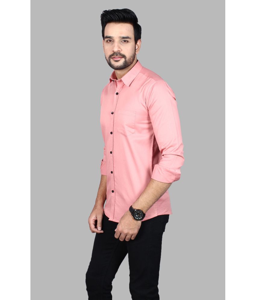     			Fatty Mouse Cotton Blend Regular Fit Solids Full Sleeves Men's Casual Shirt - Pink ( Pack of 1 )