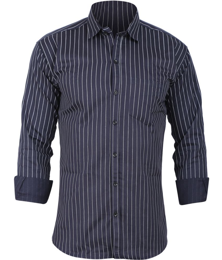     			Fatty Mouse Cotton Blend Regular Fit Striped Full Sleeves Men's Casual Shirt - Blue ( Pack of 1 )