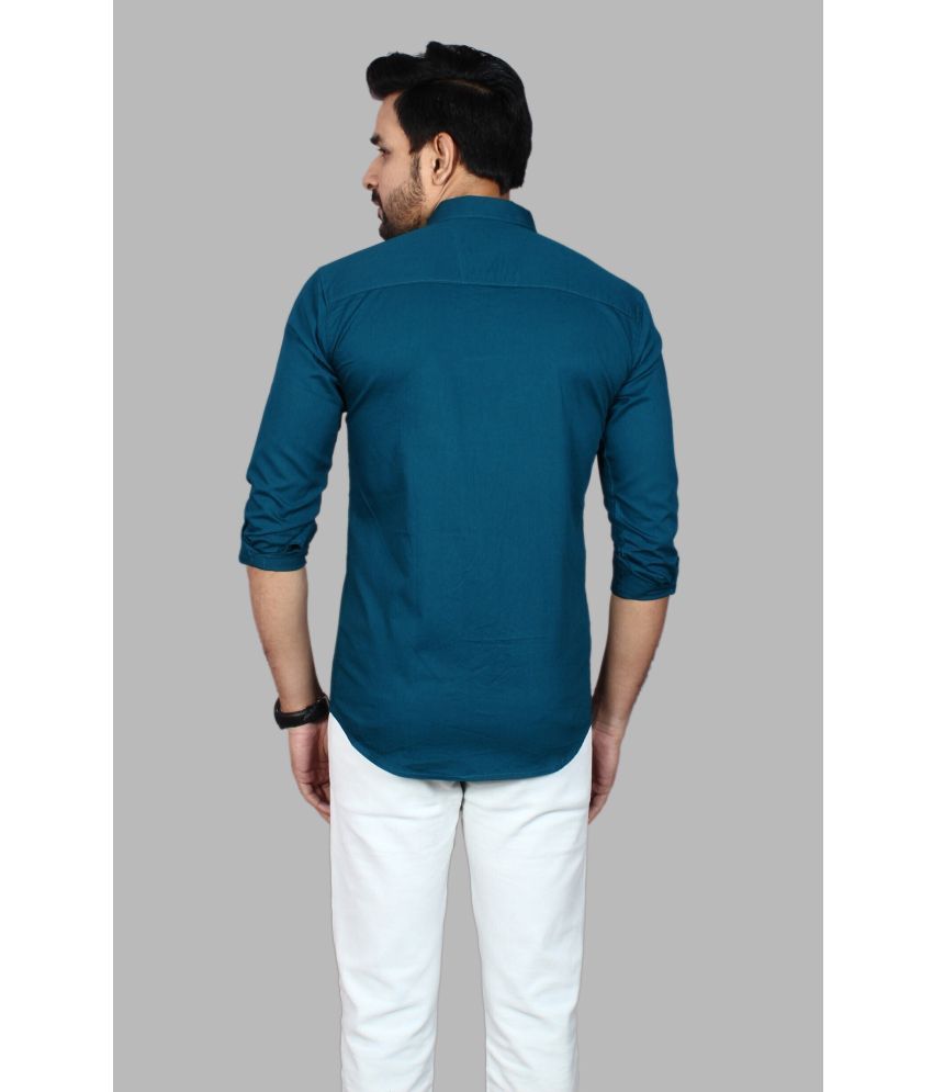     			Fatty Mouse Cotton Blend Regular Fit Solids Full Sleeves Men's Casual Shirt - Blue ( Pack of 1 )