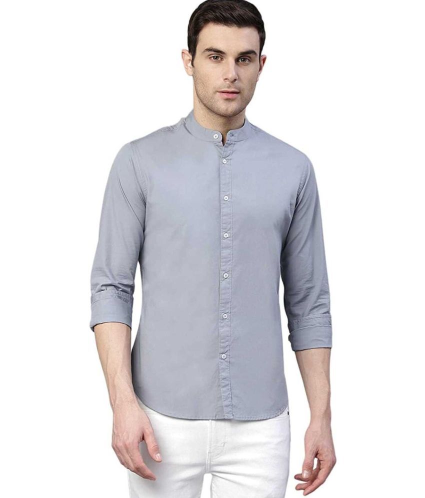     			Fatty Mouse Cotton Blend Regular Fit Solids Full Sleeves Men's Casual Shirt - Grey ( Pack of 1 )