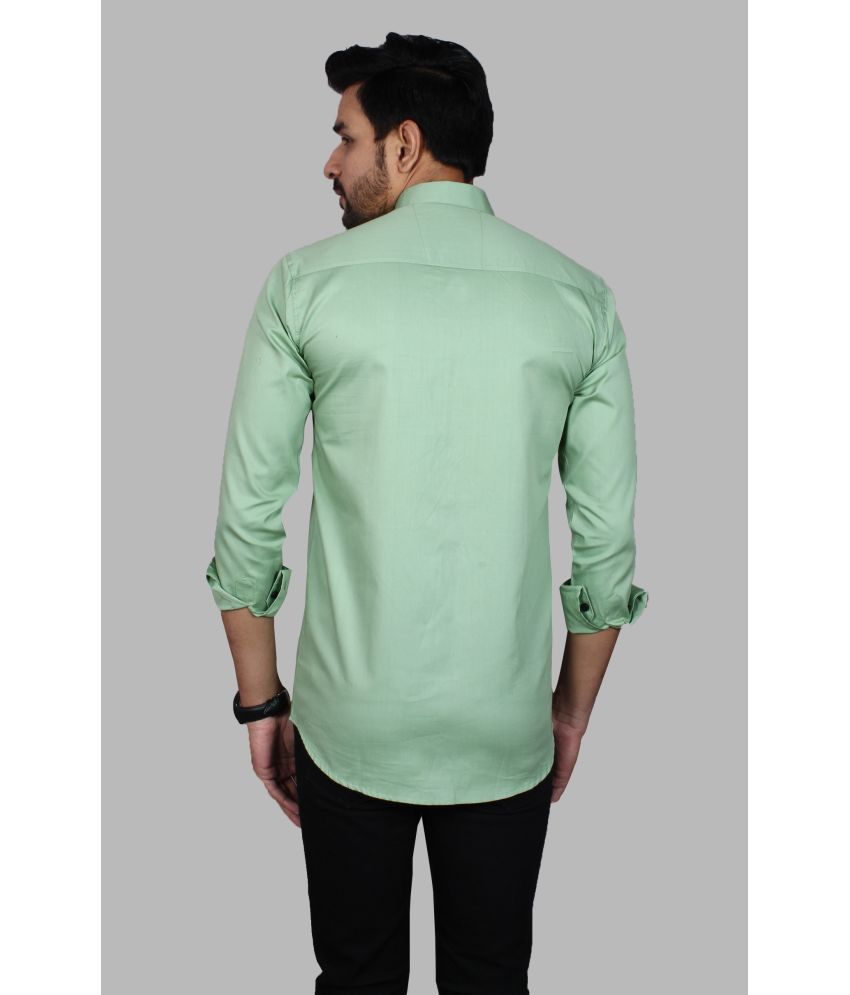     			Fatty Mouse Cotton Blend Regular Fit Solids Full Sleeves Men's Casual Shirt - Light Green ( Pack of 1 )