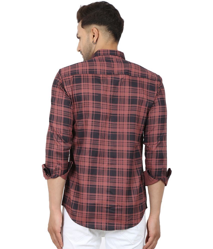     			Fatty Mouse Cotton Blend Regular Fit Checks Full Sleeves Men's Casual Shirt - Maroon ( Pack of 1 )