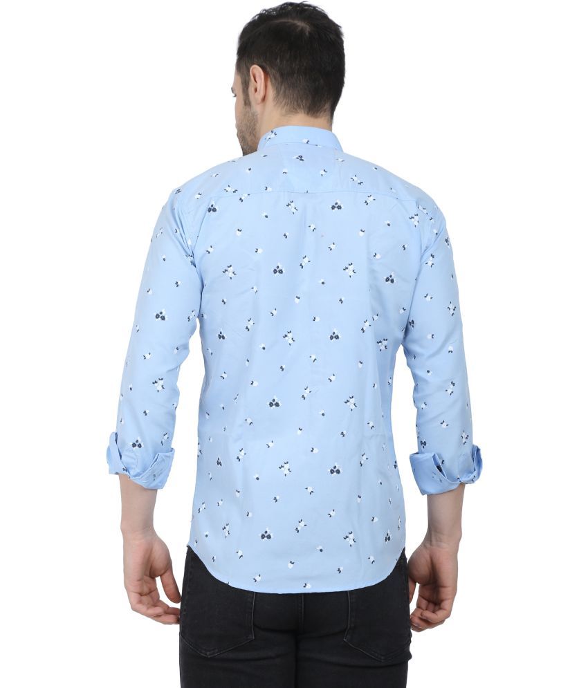     			Fatty Mouse Cotton Blend Regular Fit Colorblock Full Sleeves Men's Casual Shirt - Light Blue ( Pack of 1 )