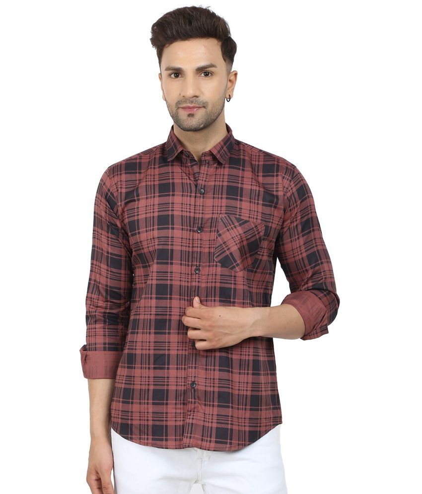     			Fatty Mouse Cotton Blend Regular Fit Checks Full Sleeves Men's Casual Shirt - Red ( Pack of 1 )