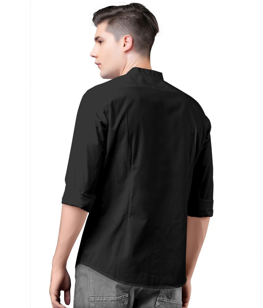     			Fatty Mouse Cotton Blend Regular Fit Solids Full Sleeves Men's Casual Shirt - Black ( Pack of 1 )