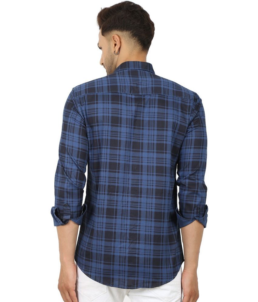     			Fatty Mouse Cotton Blend Regular Fit Checks Full Sleeves Men's Casual Shirt - Dark Blue ( Pack of 1 )