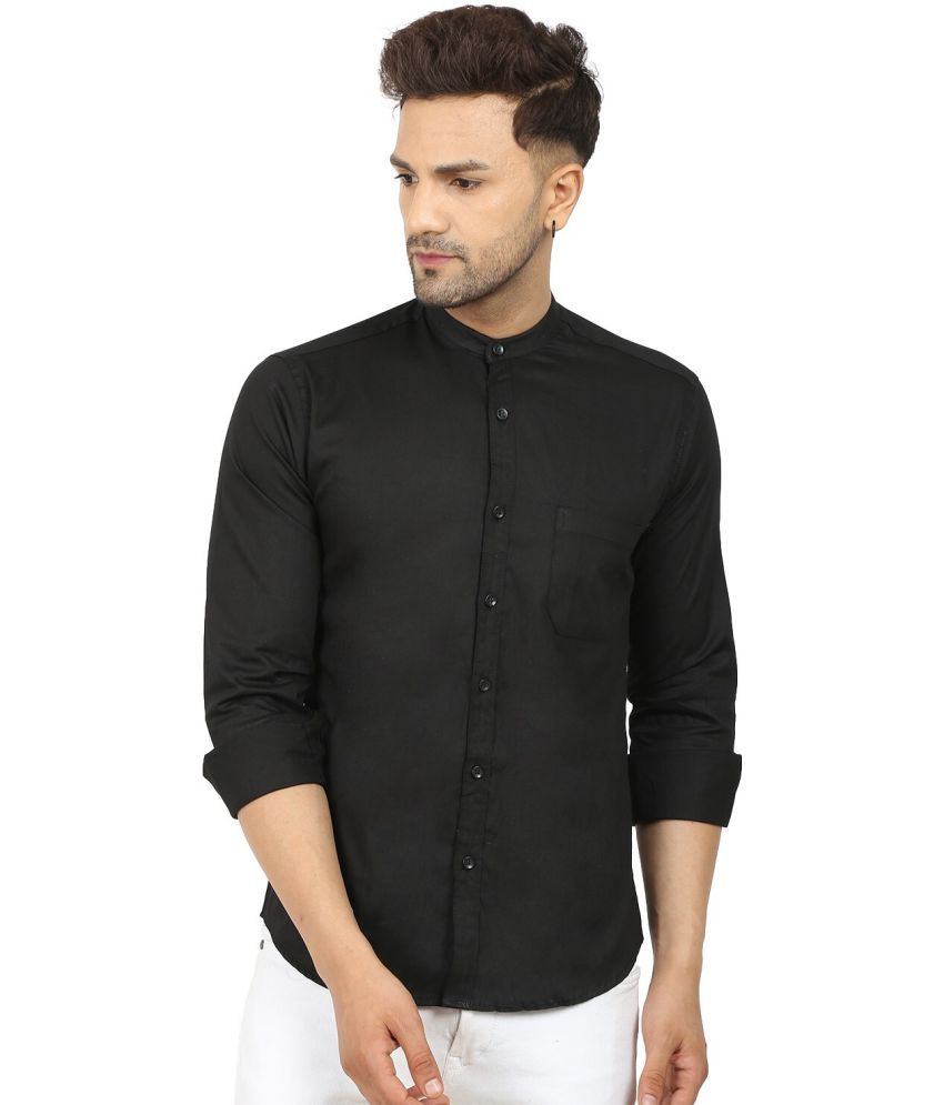     			Fatty Mouse Cotton Blend Regular Fit Solids Full Sleeves Men's Casual Shirt - Black ( Pack of 1 )