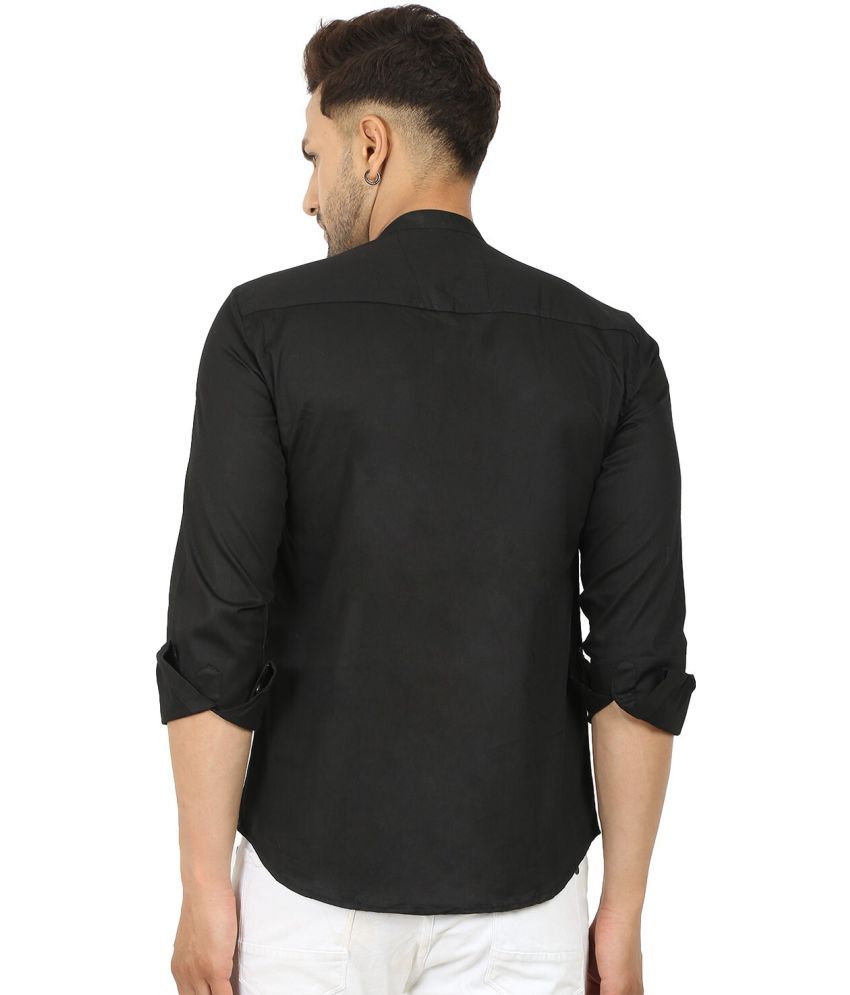     			Fatty Mouse Cotton Blend Regular Fit Solids Full Sleeves Men's Casual Shirt - Black ( Pack of 1 )