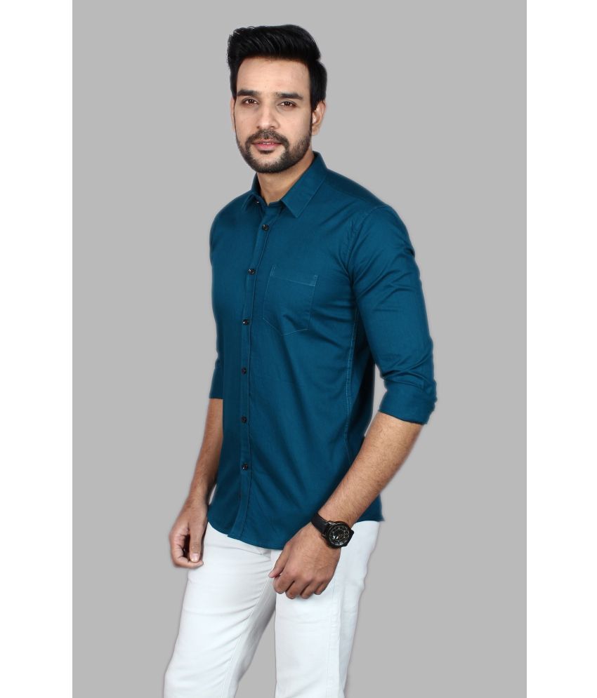     			Fatty Mouse Cotton Blend Regular Fit Solids Full Sleeves Men's Casual Shirt - Light Blue ( Pack of 1 )