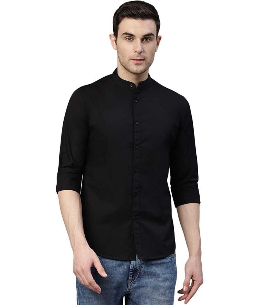     			Fatty Mouse Cotton Blend Regular Fit Solids Full Sleeves Men's Casual Shirt - Black ( Pack of 1 )