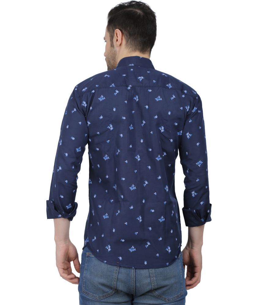     			Fatty Mouse Cotton Blend Regular Fit Colorblock Full Sleeves Men's Casual Shirt - Dark Blue ( Pack of 1 )