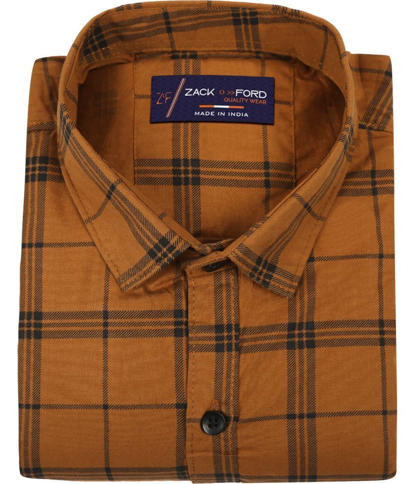     			Fatty Mouse Cotton Blend Regular Fit Checks Full Sleeves Men's Casual Shirt - Brown ( Pack of 1 )