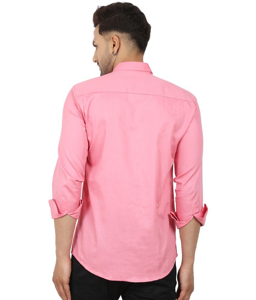     			Fatty Mouse Cotton Blend Regular Fit Solids Full Sleeves Men's Casual Shirt - Pink ( Pack of 1 )