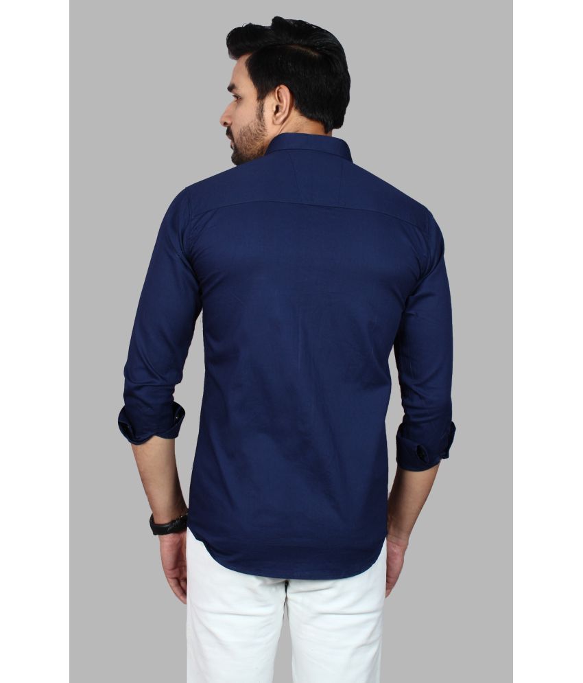     			Fatty Mouse Cotton Blend Regular Fit Solids Full Sleeves Men's Casual Shirt - Dark Blue ( Pack of 1 )