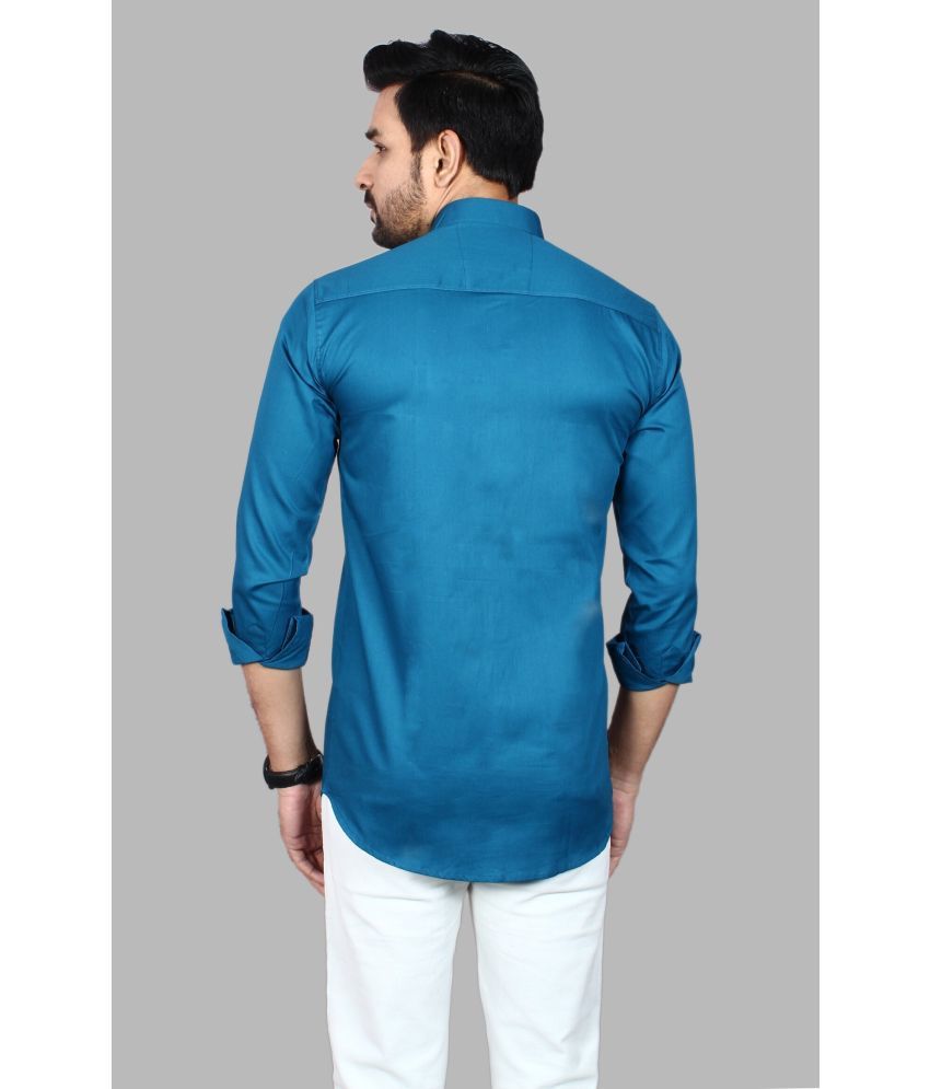     			Fatty Mouse Cotton Blend Regular Fit Solids Full Sleeves Men's Casual Shirt - Blue ( Pack of 1 )