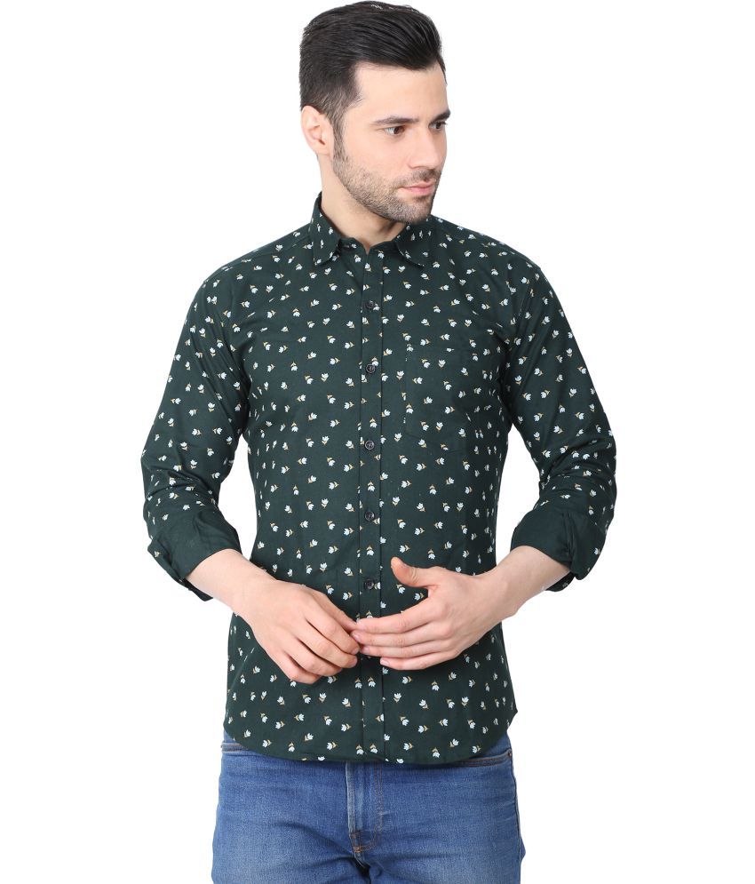     			Fatty Mouse Cotton Blend Regular Fit Printed Full Sleeves Men's Casual Shirt - Green ( Pack of 1 )