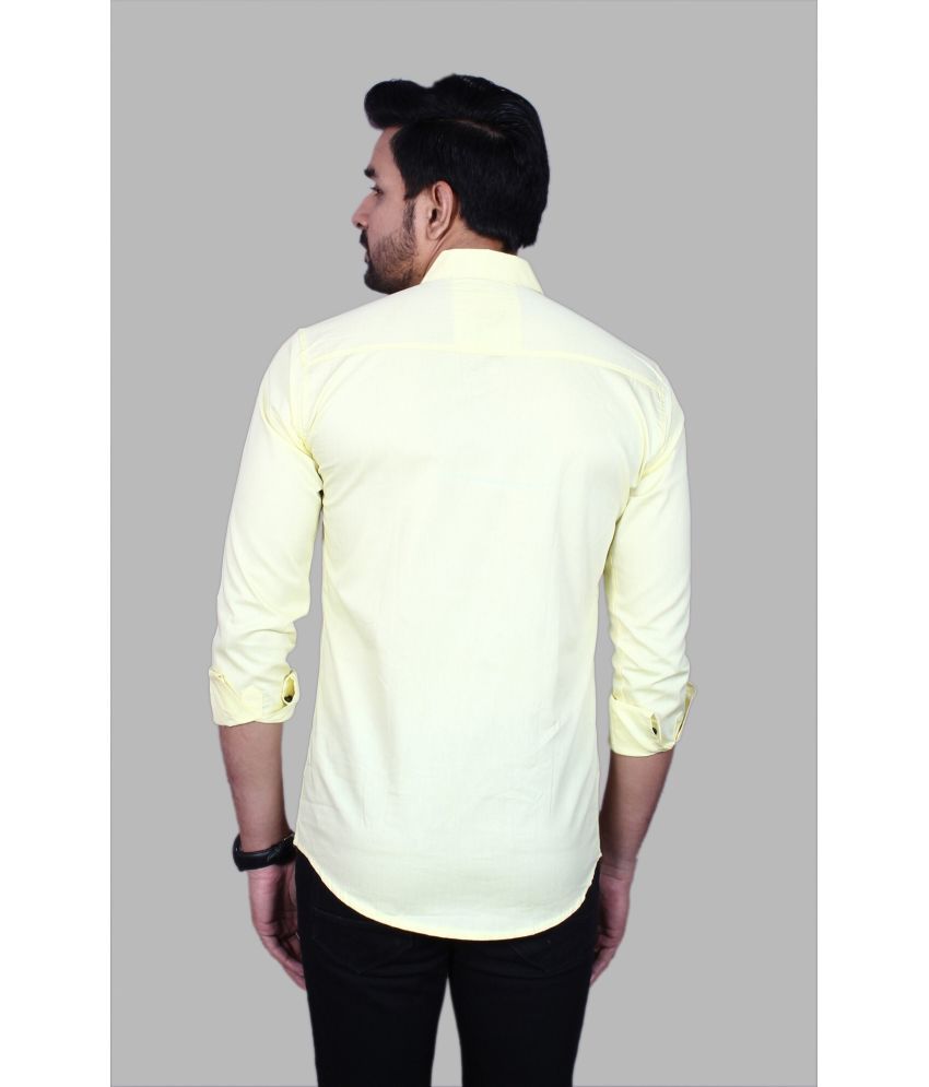     			Fatty Mouse Cotton Blend Regular Fit Solids Full Sleeves Men's Casual Shirt - Yellow ( Pack of 1 )