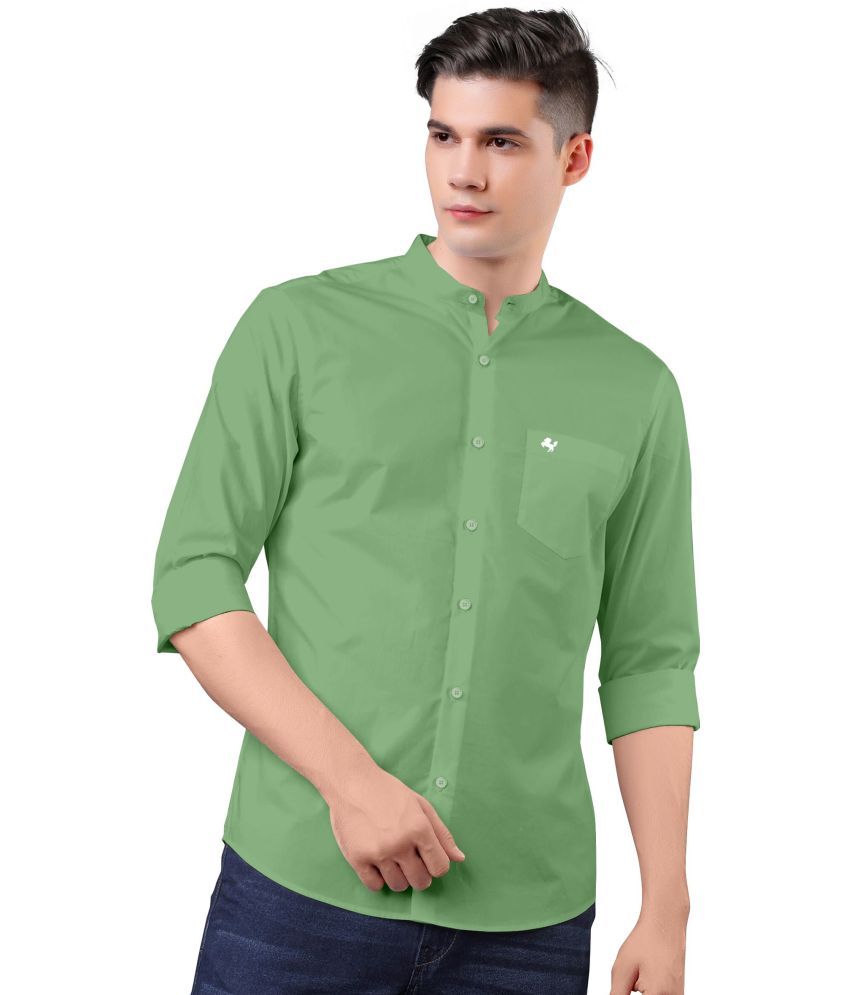     			Fatty Mouse Cotton Blend Regular Fit Solids Full Sleeves Men's Casual Shirt - Light Green ( Pack of 1 )