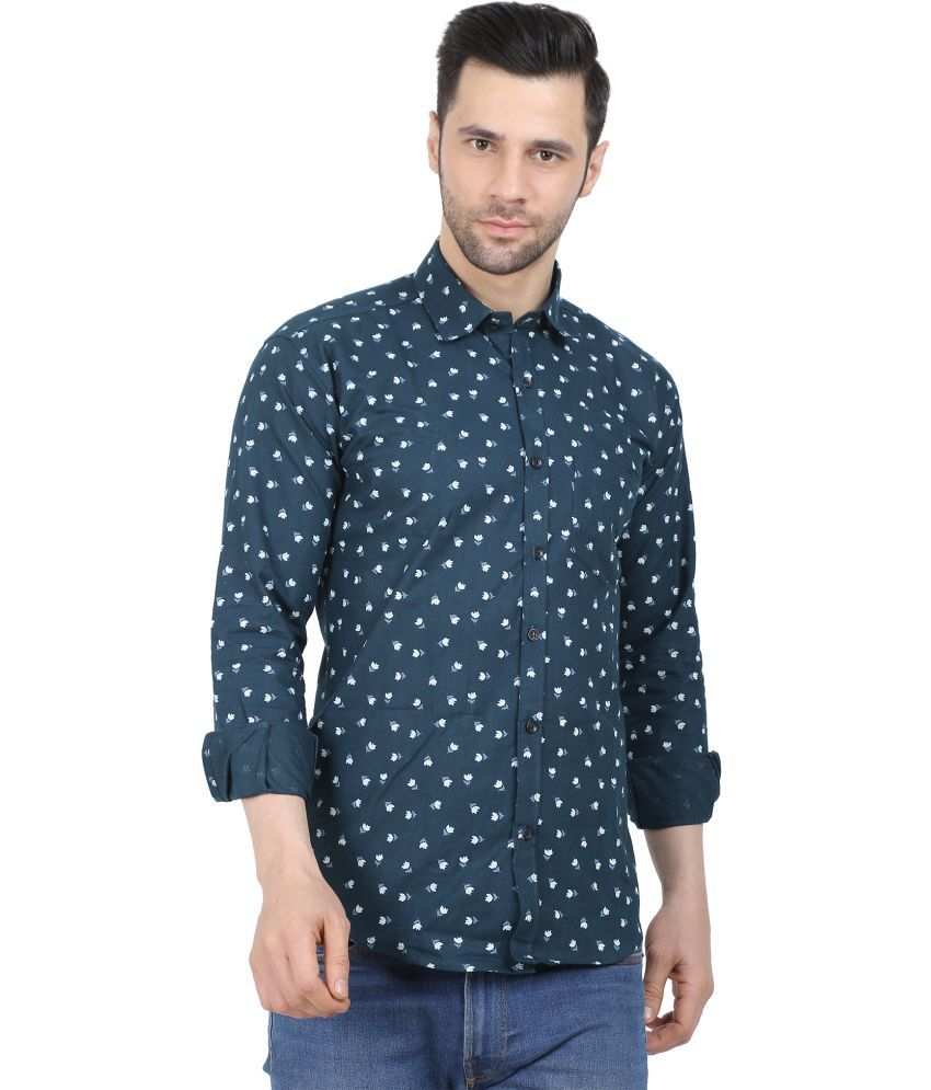     			Fatty Mouse Poly Cotton Regular Fit Printed Full Sleeves Men's Casual Shirt - Blue ( Pack of 1 )