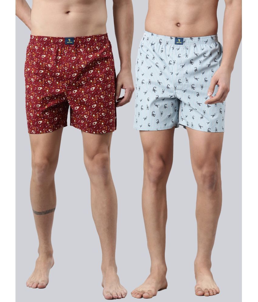     			Joven Pack of 2 Cotton Boxers For Men's ( Maroon )