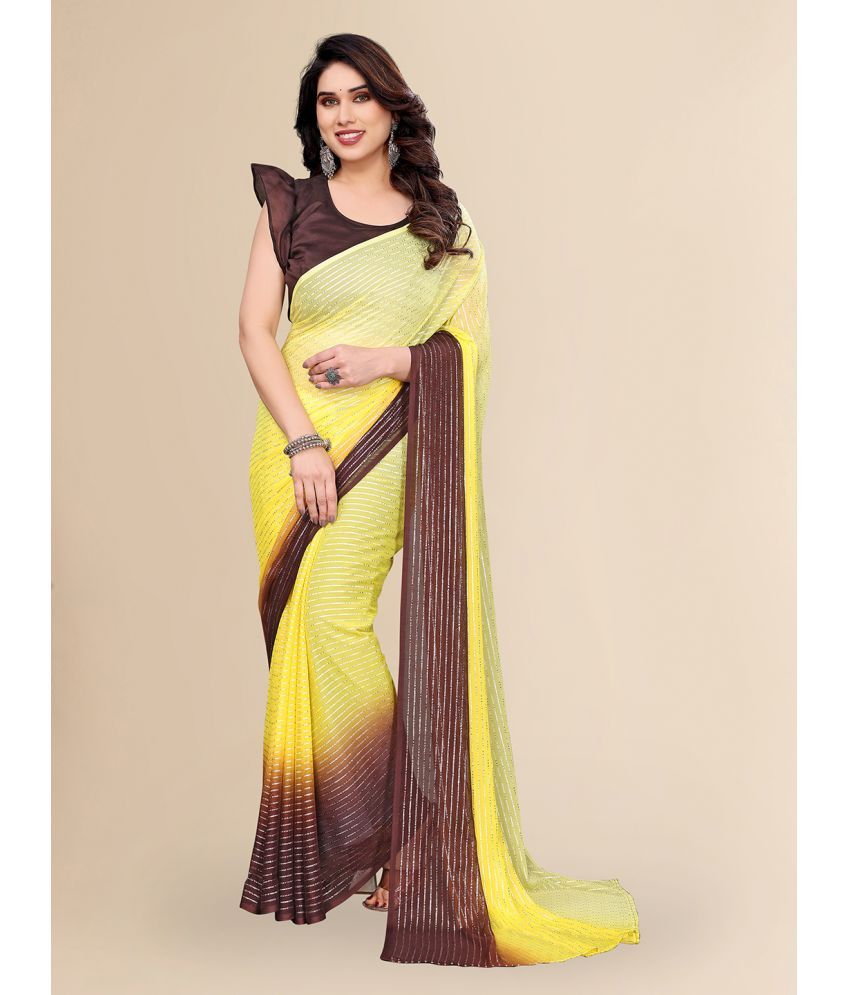     			Kashvi Sarees Georgette Self Design Saree With Blouse Piece ( Yellow , Pack of 1 )