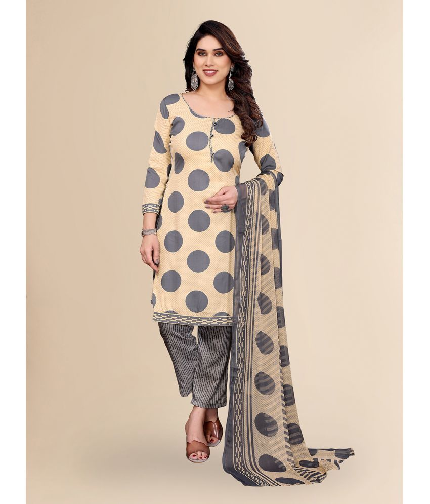     			Kashvi Unstitched Crepe Printed Dress Material - Cream ( Pack of 1 )