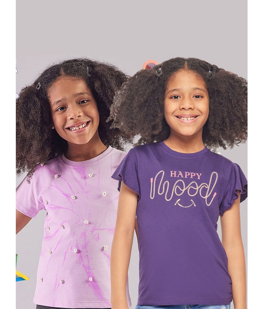     			PAMPOLINA Pack of 2 Girls Cotton Top ( Purple )