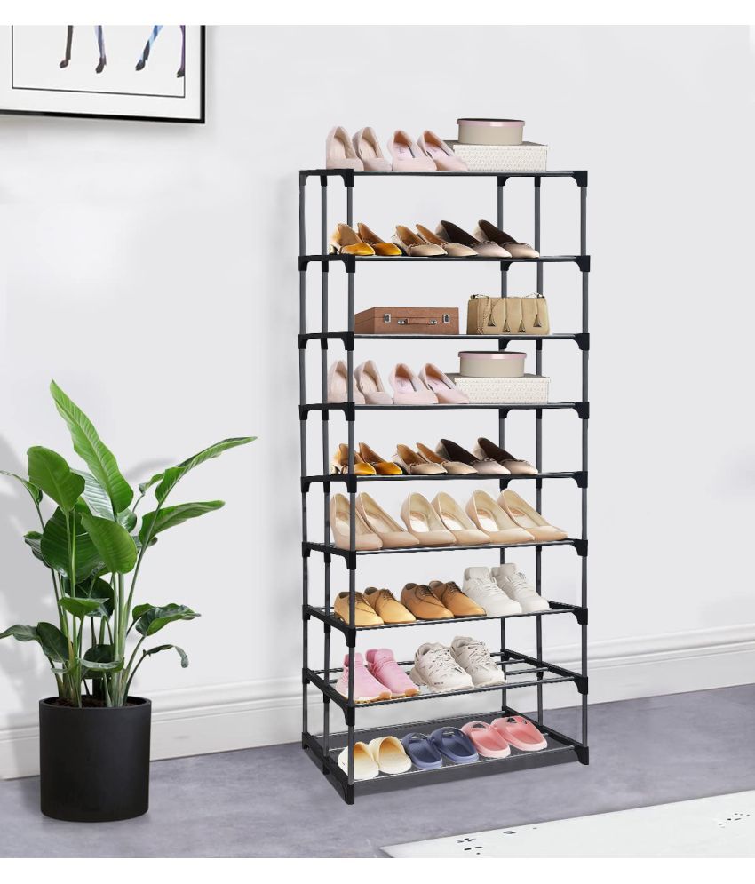     			PHILOSHOP Metal 9 Tier Shoe Rack Silver