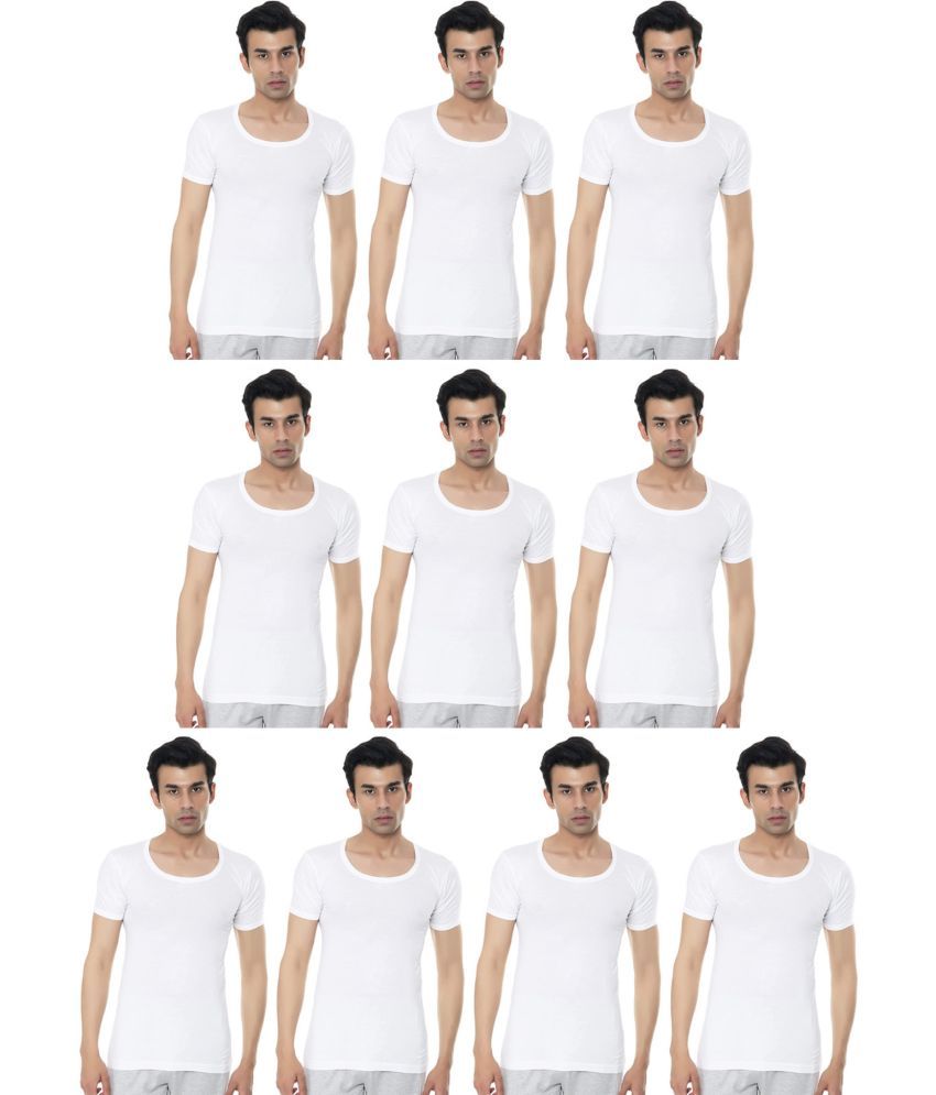     			VIP Pack of 10 Cotton Basic Vest For Men ( White )